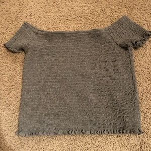 grey off the shoulder shirt from target